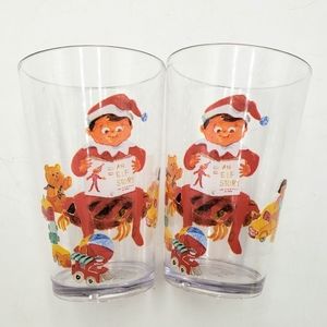 2 Pottery Barn Elf On Shelf Story 6 Oz Drinking Glass Cups Plastic Holiday